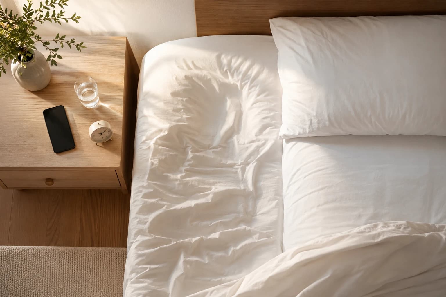 A calm bedroom set up for weekend recovery sleep