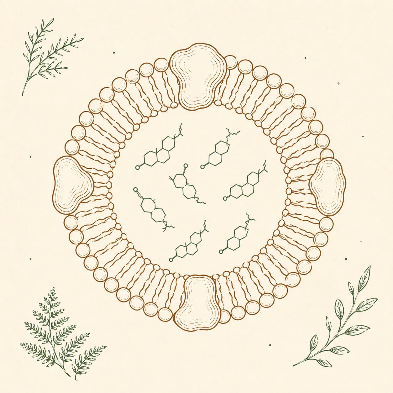 Illustration en coupe d'une particule de lipoprotéine montrant son enveloppe protéique transportant du cholestérol