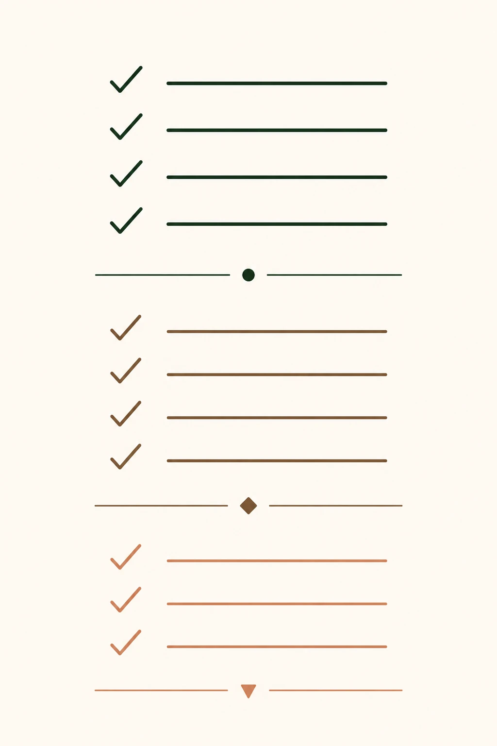 A simple illustration of a checklist grouped into three tiers on a cream background