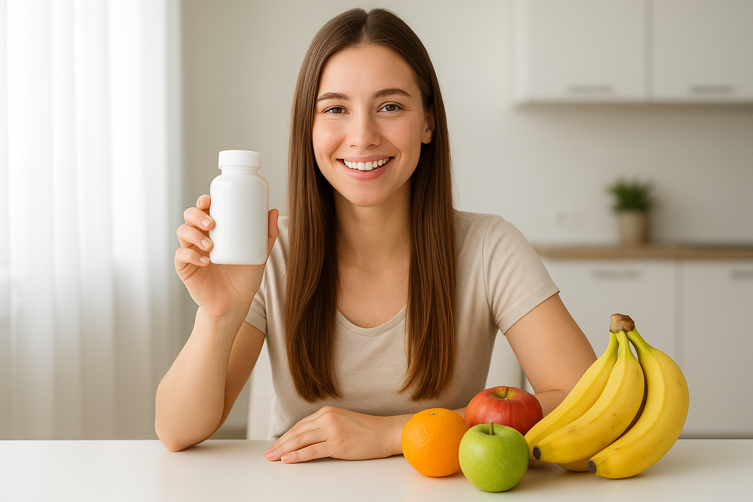 woman holding vitamins for women metabolism health